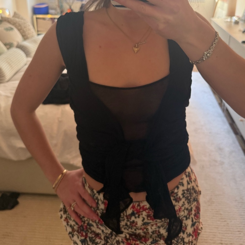 Yves Saint Laurent Black Sheer Blouse